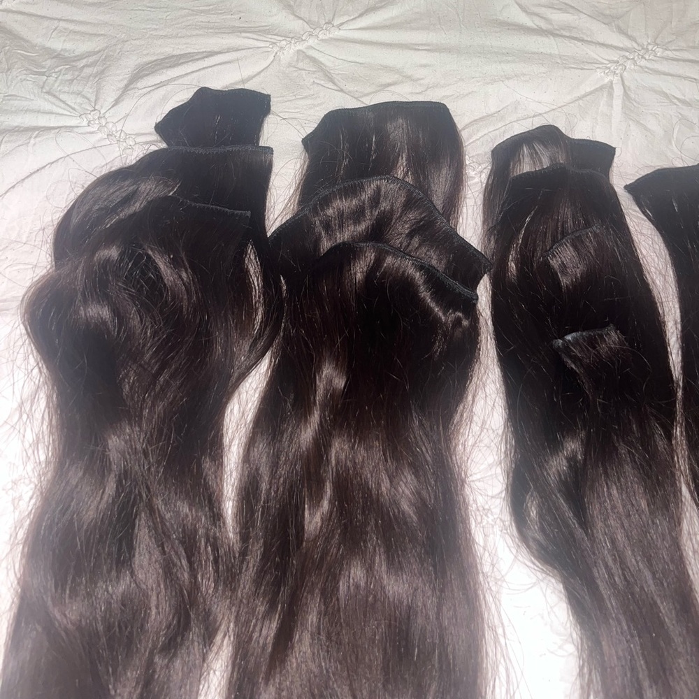 24” Human Hair Clip In Extensions - Dark Brown